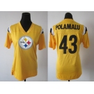 nike women pittsburgh steelers #43 polamalufield flirt fashion yellow[nike 2012]