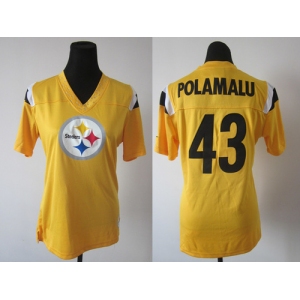 nike women pittsburgh steelers #43 polamalufield flirt fashion yellow[nike 2012]