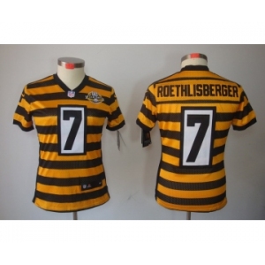 nike women pittsburgh steelers #7 roethlisberger throwback yellow-black[nike limited team 80 anniversary]