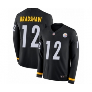 Youth Nike Pittsburgh Steelers #12 Terry Bradshaw Limited Black Therma Long Sleeve NFL Jersey