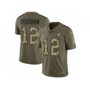 Youth Nike Pittsburgh Steelers #12 Terry Bradshaw Limited Olive Camo 2017 Salute to Service NFL Jersey