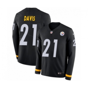 Youth Nike Pittsburgh Steelers #21 Sean Davis Limited Black Therma Long Sleeve NFL Jersey