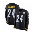 Youth Nike Pittsburgh Steelers #24 Coty Sensabaugh Limited Black Therma Long Sleeve NFL Jersey