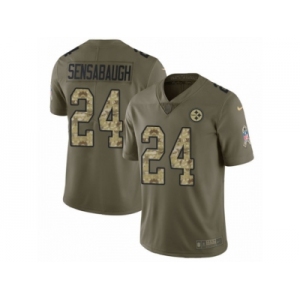 Youth Nike Pittsburgh Steelers #24 Coty Sensabaugh Limited Olive Camo 2017 Salute to Service NFL Jersey