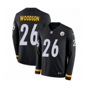 Youth Nike Pittsburgh Steelers #26 Rod Woodson Limited Black Therma Long Sleeve NFL Jersey