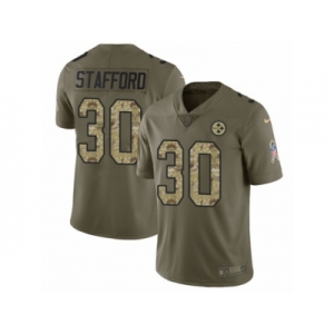 Youth Nike Pittsburgh Steelers #30 Daimion Stafford Limited Olive Camo 2017 Salute to Service NFL Jersey