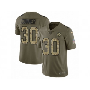 Youth Nike Pittsburgh Steelers #30 James Conner Limited Olive Camo 2017 Salute to Service NFL Jersey