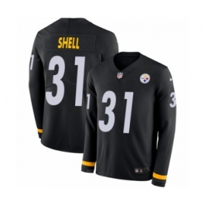 Youth Nike Pittsburgh Steelers #31 Donnie Shell Limited Black Therma Long Sleeve NFL Jersey