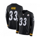 Youth Nike Pittsburgh Steelers #33 Merril Hoge Limited Black Therma Long Sleeve NFL Jersey