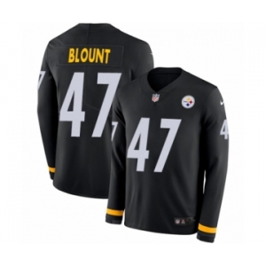Youth Nike Pittsburgh Steelers #47 Mel Blount Limited Black Therma Long Sleeve NFL Jersey