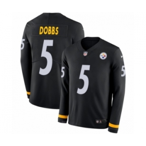 Youth Nike Pittsburgh Steelers #5 Joshua Dobbs Limited Black Therma Long Sleeve NFL Jersey