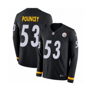 Youth Nike Pittsburgh Steelers #53 Maurkice Pouncey Limited Black Therma Long Sleeve NFL Jersey