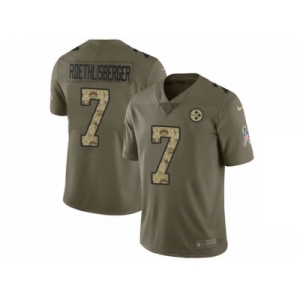 Youth Nike Pittsburgh Steelers #7 Ben Roethlisberger Limited Olive Camo 2017 Salute to Service NFL Jersey