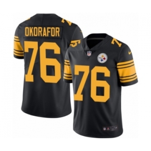 Youth Nike Pittsburgh Steelers #76 Chukwuma Okorafor Limited Black Rush Vapor Untouchable NFL Jersey