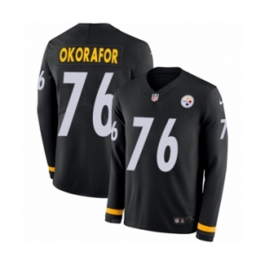 Youth Nike Pittsburgh Steelers #76 Chukwuma Okorafor Limited Black Therma Long Sleeve NFL Jersey