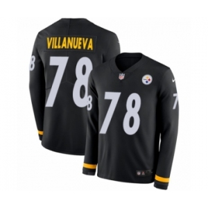 Youth Nike Pittsburgh Steelers #78 Alejandro Villanueva Limited Black Therma Long Sleeve NFL Jersey