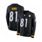 Youth Nike Pittsburgh Steelers #81 Jesse James Limited Black Therma Long Sleeve NFL Jersey