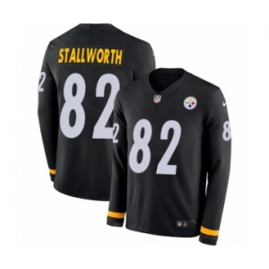 Youth Nike Pittsburgh Steelers #82 John Stallworth Limited Black Therma Long Sleeve NFL Jersey