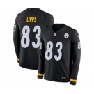 Youth Nike Pittsburgh Steelers #83 Louis Lipps Limited Black Therma Long Sleeve NFL Jersey