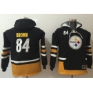 Youth Nike Pittsburgh Steelers #84 Antonio Brown Black Gold Name & Number Pullover NFL Hoodie