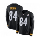 Youth Nike Pittsburgh Steelers #84 Antonio Brown Limited Black Therma Long Sleeve NFL Jersey