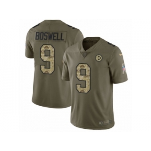 Youth Nike Pittsburgh Steelers #9 Chris Boswell Limited Olive Camo 2017 Salute to Service NFL Jersey