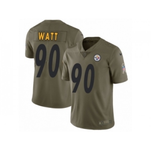 Youth Nike Pittsburgh Steelers #90 T. J. Watt Limited Olive 2017 Salute to Service NFL Jersey