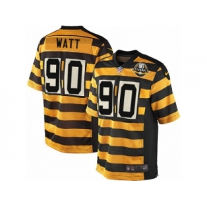 Youth Nike Pittsburgh Steelers #90 T. J. Watt Limited Yellow Black Alternate 80TH Anniversary Throwback NFL Jersey