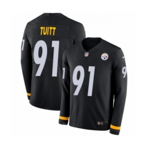 Youth Nike Pittsburgh Steelers #91 Stephon Tuitt Limited Black Therma Long Sleeve NFL Jersey