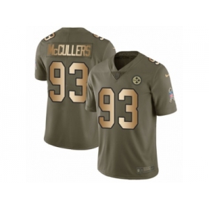 Youth Nike Pittsburgh Steelers #93 Dan McCullers Limited Olive Gold 2017 Salute to Service NFL Jersey