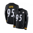 Youth Nike Pittsburgh Steelers #95 Greg Lloyd Limited Black Therma Long Sleeve NFL Jersey