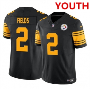 Youth Pittsburgh Steelers #2 Justin Fields Black 2023 F.U.S.E. Color Rush Limited Football Stitched Jersey