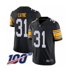 Youth Pittsburgh Steelers #31 Justin Layne Black Alternate Vapor Untouchable Limited Player 100th Season Football Jersey