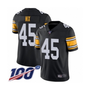 Youth Pittsburgh Steelers #45 Roosevelt Nix Black Alternate Vapor Untouchable Limited Player 100th Season Football Jersey