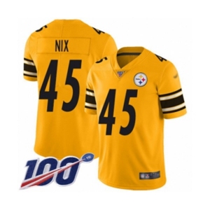 Youth Pittsburgh Steelers #45 Roosevelt Nix Limited Gold Inverted Legend 100th Season Football Jersey