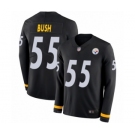 Youth Pittsburgh Steelers #55 Devin Bush Limited Black Therma Long Sleeve Football Jersey