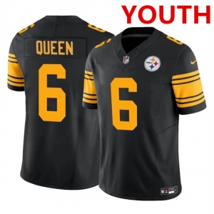 Youth Pittsburgh Steelers #6 Patrick Queen Black 2023 F.U.S.E. Color Rush Limited Football Stitched Jersey