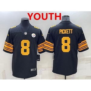 Youth Pittsburgh Steelers #8 Kenny Pickett Black Color Rush Stitched NFL Nike Limited Jersey