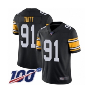 Youth Pittsburgh Steelers #91 Stephon Tuitt Black Alternate Vapor Untouchable Limited Player 100th Season Football Jersey