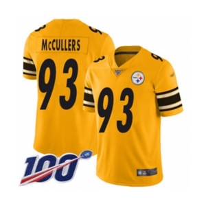 Youth Pittsburgh Steelers #93 Dan McCullers Limited Gold Inverted Legend 100th Season Football Jersey