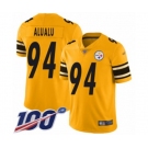 Youth Pittsburgh Steelers #94 Tyson Alualu Limited Gold Inverted Legend 100th Season Football Jersey