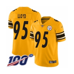 Youth Pittsburgh Steelers #95 Greg Lloyd Limited Gold Inverted Legend 100th Season Football Jersey