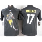 nike youth nfl jerseys pittsburgh steelers #17 wallace black [portrait fashion]