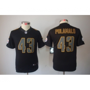 nike youth nfl jerseys pittsburgh steelers #43 polamalu black[nike impact limited]