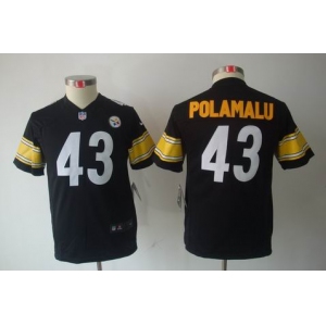 nike youth nfl jerseys pittsburgh steelers #43 polamalu black[nike limited]