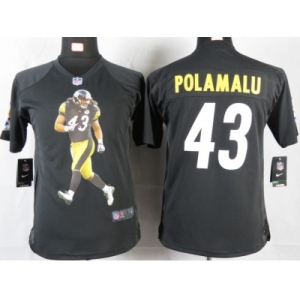 nike youth nfl jerseys pittsburgh steelers #43 polamalu black[portrait fashion]