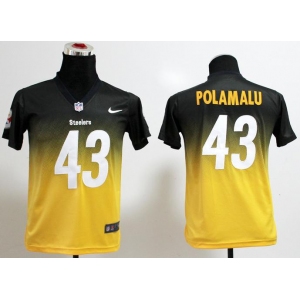 nike youth nfl jerseys pittsburgh steelers #43 troy polamalu black-gold[nike drift fashion][second version]