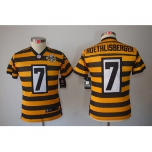 nike youth pittsburgh steelers #7 roethlisberger throwback yellow-black[nike limited team 80 anniversary]