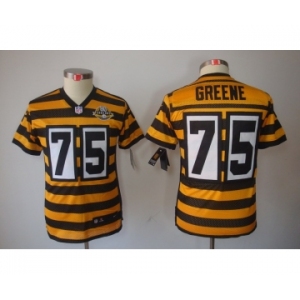 nike youth pittsburgh steelers #75 greene throwback yellow-black[nike limited team 80 anniversary]