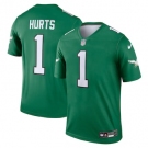 Men's Philadelphia Eagles #1 Jalen Hurts Green 2023 Game Throwback Jersey